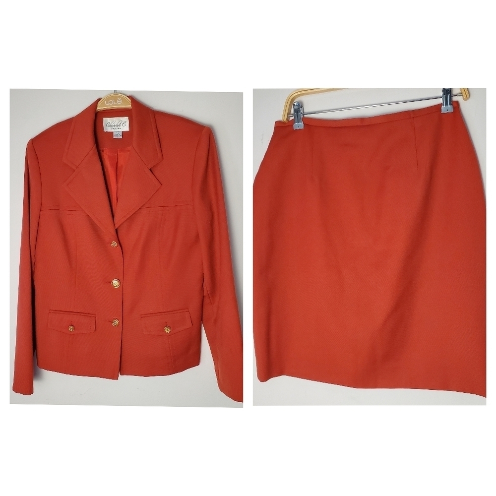 Vintage Conrad C Wool Orange Blazer and Pencil Skirt Set - Picture 2 of 15